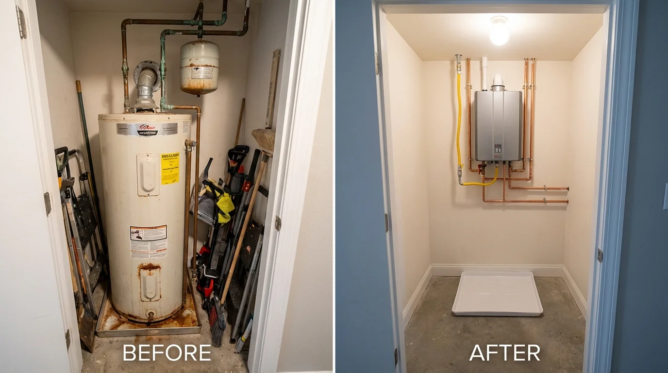 Tank water heater versus wall-mounted tankless unit comparison for Bradenton, FL homeowners
